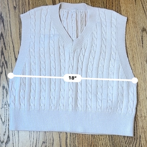 Cable Knit Sleeveless Sweater Vest - khaki Pink - Picture 7 of 8